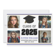 Faire-part d'obtention du diplôme bleu et or