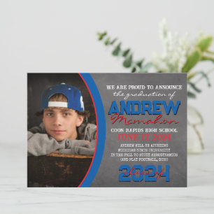 Faire-part d'obtention du diplôme en carton rouge 