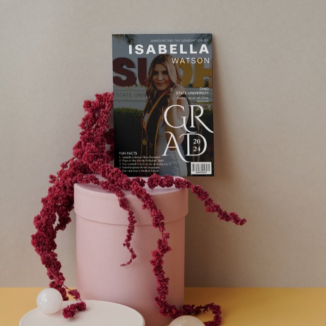 Faire-part d'obtention d'un diplôme de la couvertu (Magazine Cover Photo Graduation Announcement)