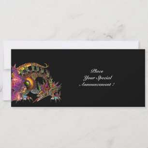 FAIRE-PART DRAGO / DRAGON FANTASTIQUE EN OR ROSE VIOLET NOIR