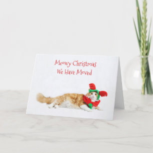 Faire-part Drôle mignon Chat Noël Déménagement Nouvelle adres