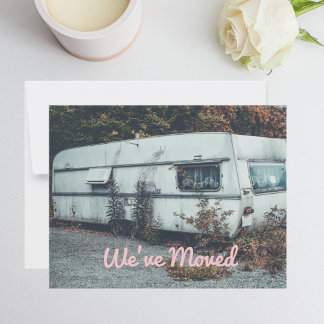 Faire-part Drôle Nous Avons Déménagé Vieille Remorque Blanche