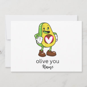 Faire-part Drôle Olive You Humour Ajouter Nom Cadeau Personna