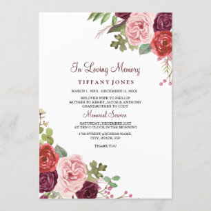 Faire-part du service commémoratif floral de Bourg