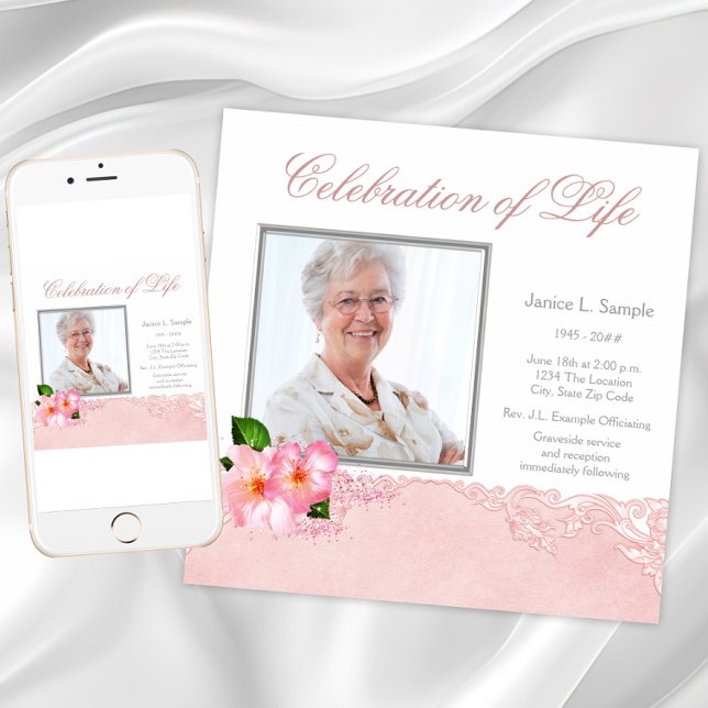 Faire-part du service de commémoration de photos p (Womans Photo Memorial Service Announcement. Digital download and printed invitations available.)