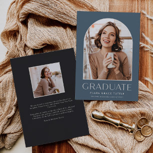 Faire-part Dusty Blue Classic Arch Photo Graduc Announc