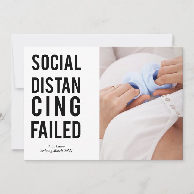 Faire-part Échec De La Distance Sociale Sans Serif Typographi (Devant)
