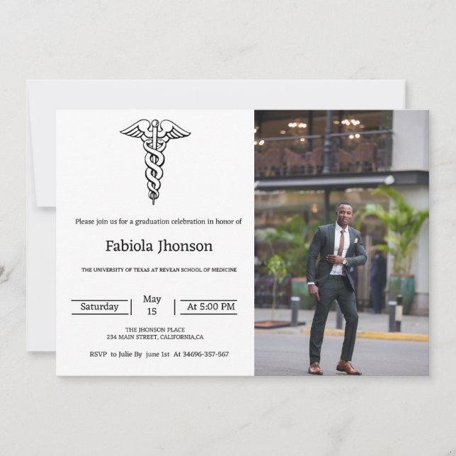 Faire-part Ecole de photo moderne de médecine diplôme (Devant)