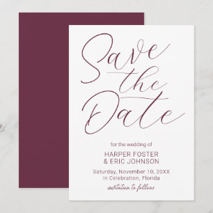 Faire-part Économie Moderne Minimaliste Script Bourgogne Save