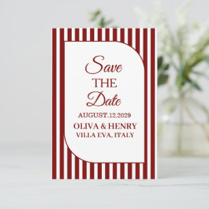 FAIRE-PART ÉCONOMISEZ LA DATE ROUGE FONCÉ BLANC STYLE SIMPLE 