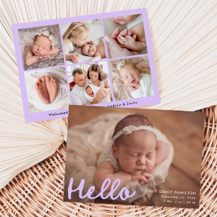 Faire-part Écrite à la main moderne Hello Lavender Photo Nais