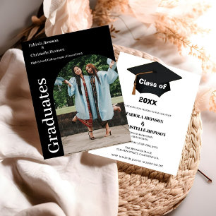 Faire-part Écriture minimaliste classe de double graduation 2