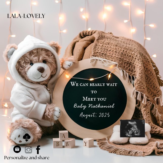 Faire-part Editable neutral pregnancy announcement card (Créateur téléchargé)