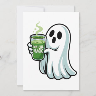 Faire-part Éffrayant Halloween Fantôme Boire Matcha Boire