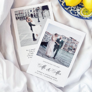 Faire-part Elégance italienne noire et blanche   Mariage phot