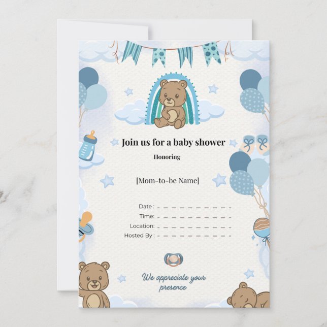 Faire-part Elegant Baby Shower Flat Announcement Card  (Devant)