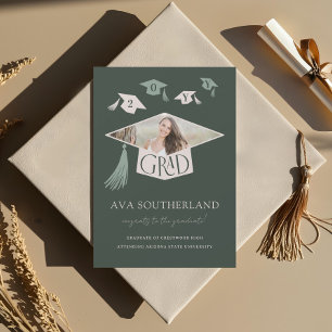 Faire-part Élégant Casquette moderne Grad & Tassel Photo Grad