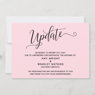 Faire-part élégant d'annulation de mariage rose pa