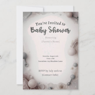 Faire-part élégant et neutre pour une baby shower