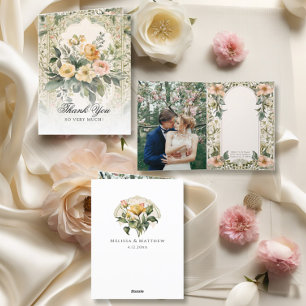 Faire-part Élégant jaune Floral Mariage victorien stationnair