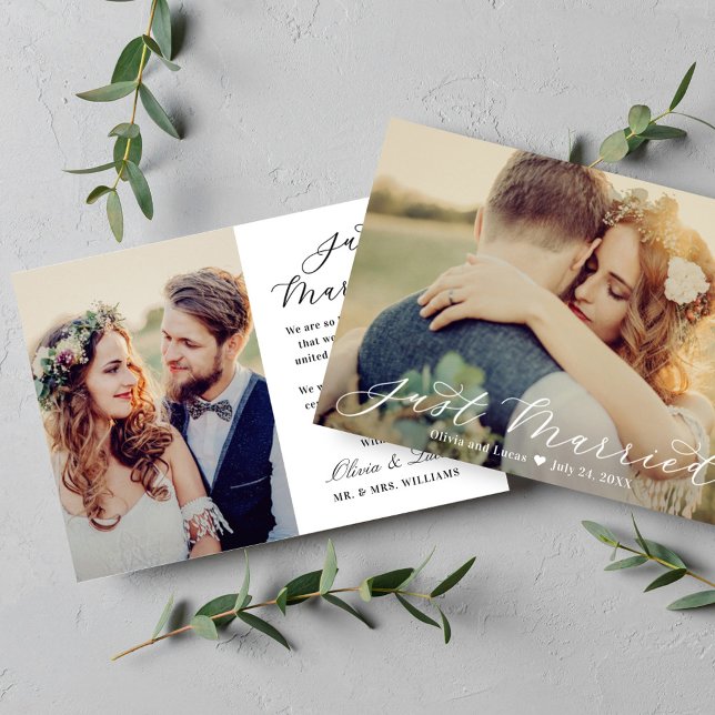 Faire-part Élégant juste marié Mariage photo personnalisé (Créateur téléchargé)