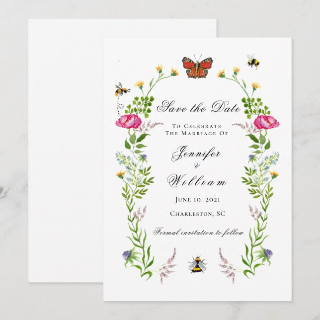 Faire-part Élégant mariage du jardin botanique Enregistrer la (Devant / Derrière)