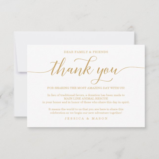 Faire-part Elégant minimal Gold en remplacement de Favors Pla (Devant)