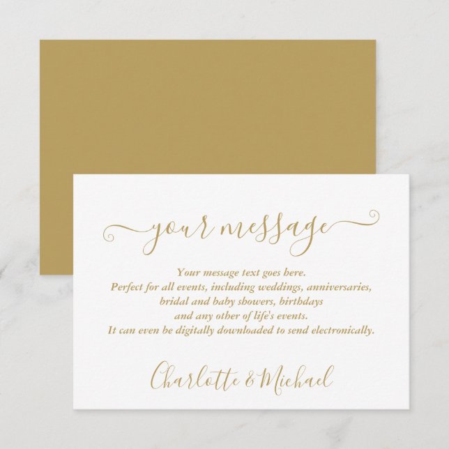 Faire-part Elegant Modern Chic Gold Event Message Card (Devant / Derrière)