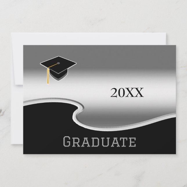 Faire-part Elégant noir et blanc avec diplôme de photographie (Devant)