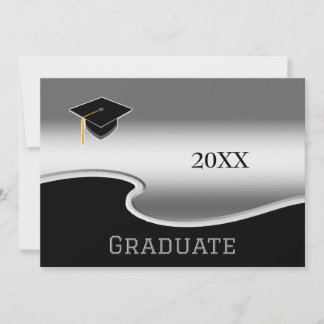 Faire-part Elégant noir et blanc avec diplôme de photographie