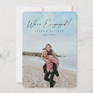 Faire-part Elégant noir main écrite Script Fiançailles photo