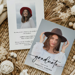 Faire-part Elegant Script Graduate 2 Photo Collage Graduation