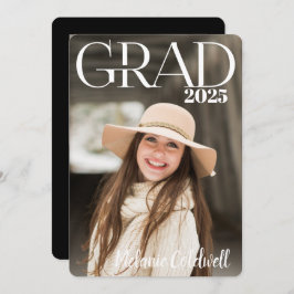 Faire-part Élégant script moderne photo graduation