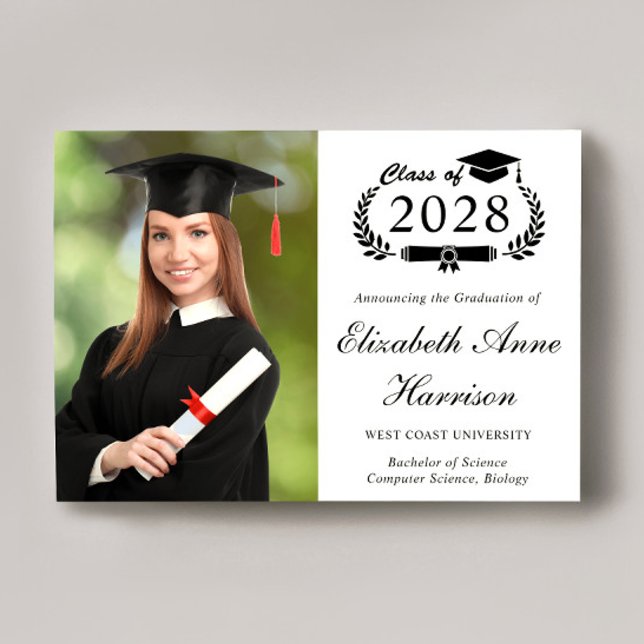 Faire-part Élégant Script Photo College Graduation (Cherish the milestone: share your graduate's achievement with a custom photo graduation announcement)
