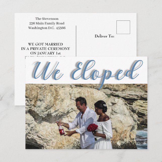 Faire-part élégant simple et tendance Elopement ph (Devant / Derrière)