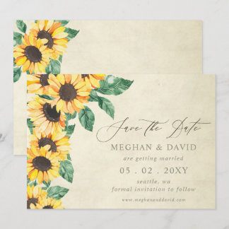 Faire-part Elegant Sunflowers Garden Floral Save the Date
