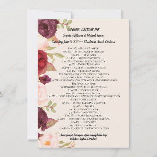 Faire-part Elegant Wedding Itinerary Card