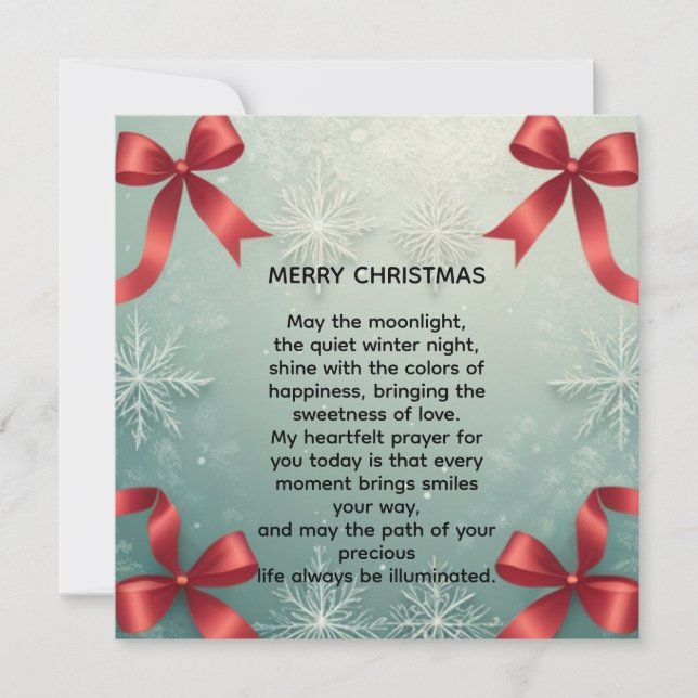 Faire-part Elegant Winter Snowflake Frame with Red Bows (Devant)