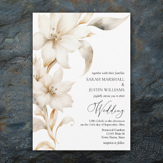 Faire-part Elégante aquarelle beige et blanche Floral annonce