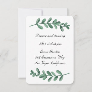 Faire-part Elégante Aquarelle Classique Vert Feuille Réceptio