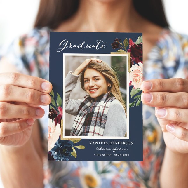 Faire-part Élégante Bourgogne et diplôme de la marine (Créateur téléchargé)