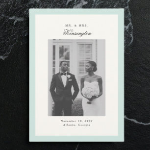 Faire-part Elégante calligraphie Cadre photo Mint Green Maria