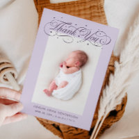 Élégante calligraphie Merci pourpre naissance