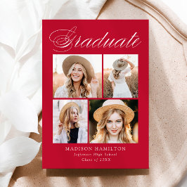 Faire-part Élégante calligraphie Rouge 4 Diplôme Photo