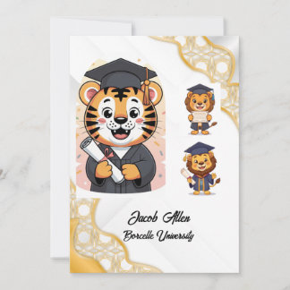 Faire-part Élégante Luxe de Remise de Diplômes Or et Blanc