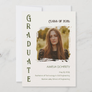 Faire-part Élégante moderne sage et crème de remise de diplôm