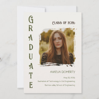 Faire-part Élégante moderne sage et crème de remise de diplôm