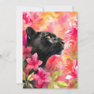 Faire-part Élégante panthère noire florale sauvage florissant