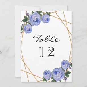 Faire-part Elégante Parties scintillant or Geo Blue Floral Nu