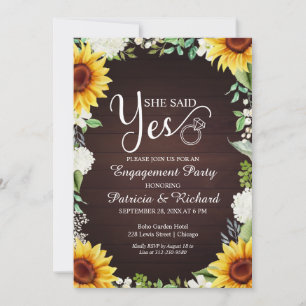Faire-part Elle A Dit Oui Rustique Engagement Party Invitatio